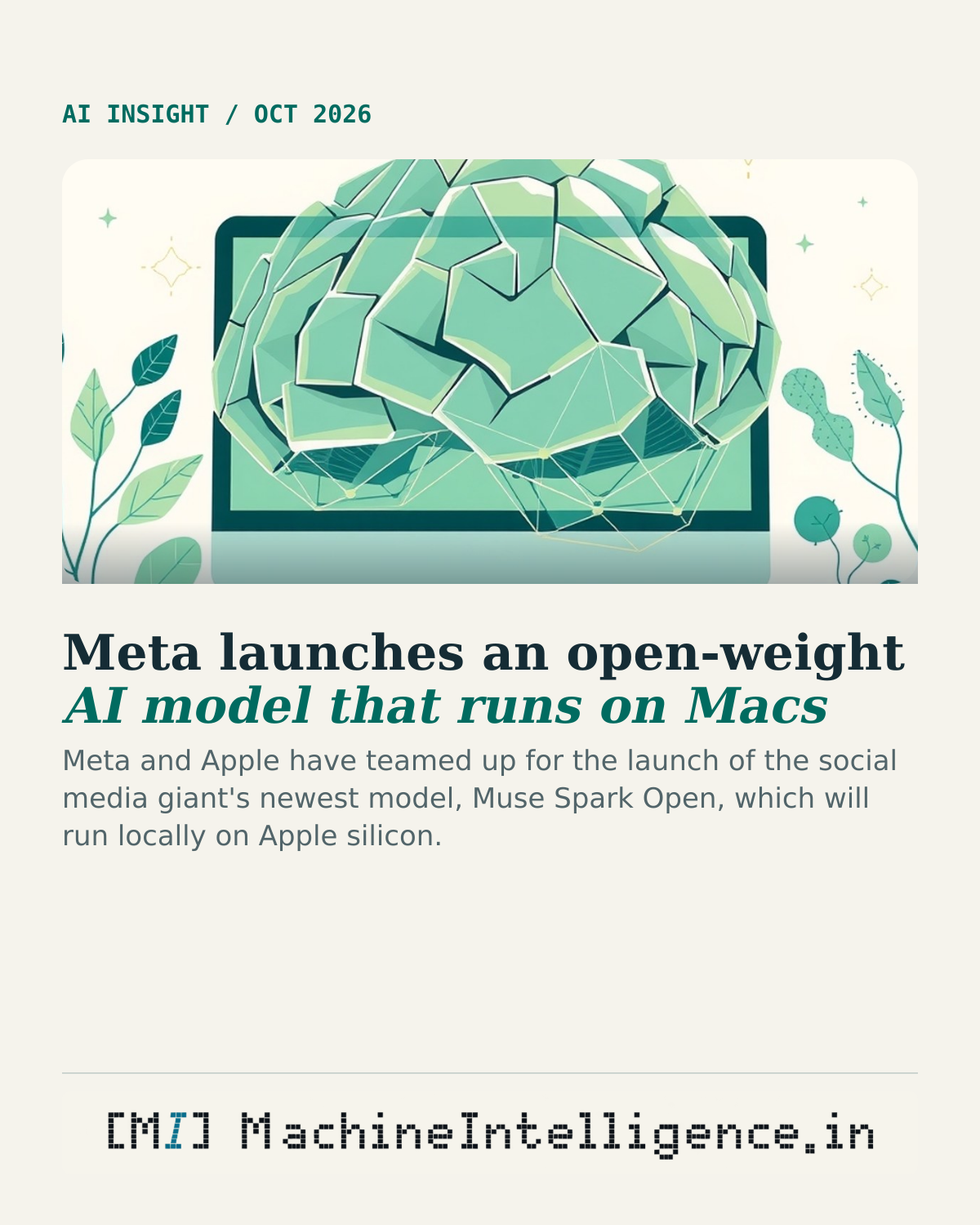 Meta launches an open-weight AI model that runs on Macs: a topic-specific editorial illustration of the central development and its practical consequence.