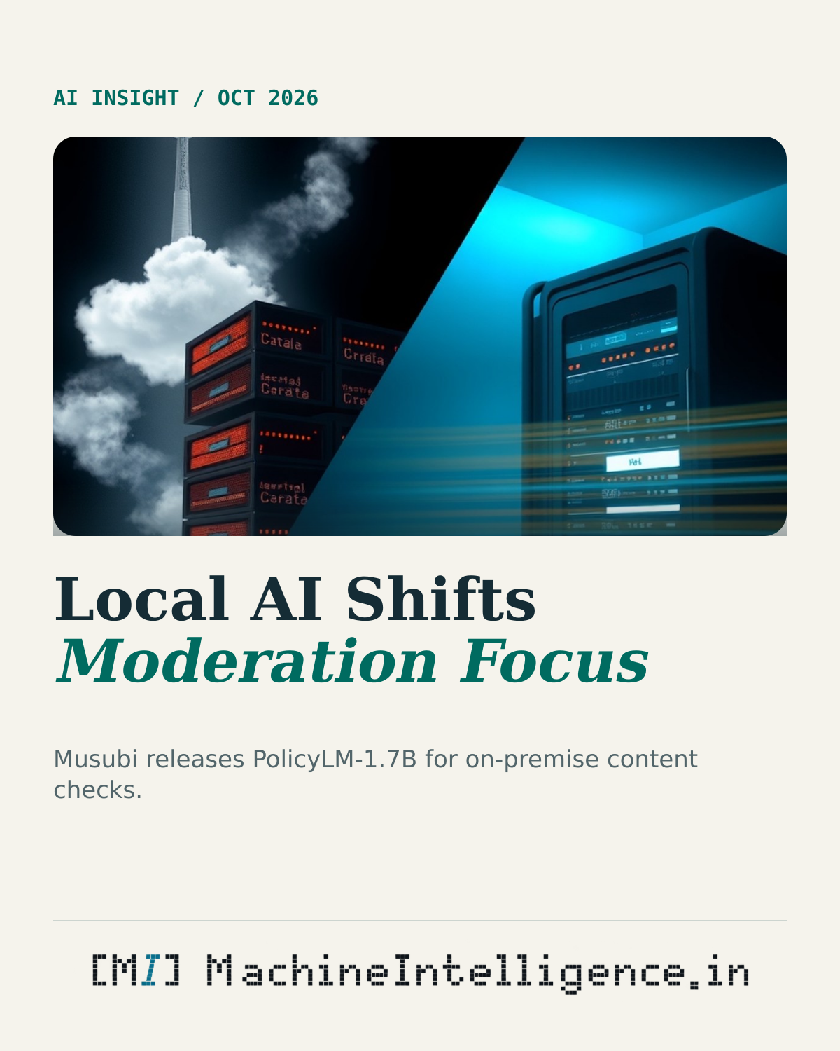 Split view contrasting distant cloud data transmission with fast, contained local server processing for privacy.
